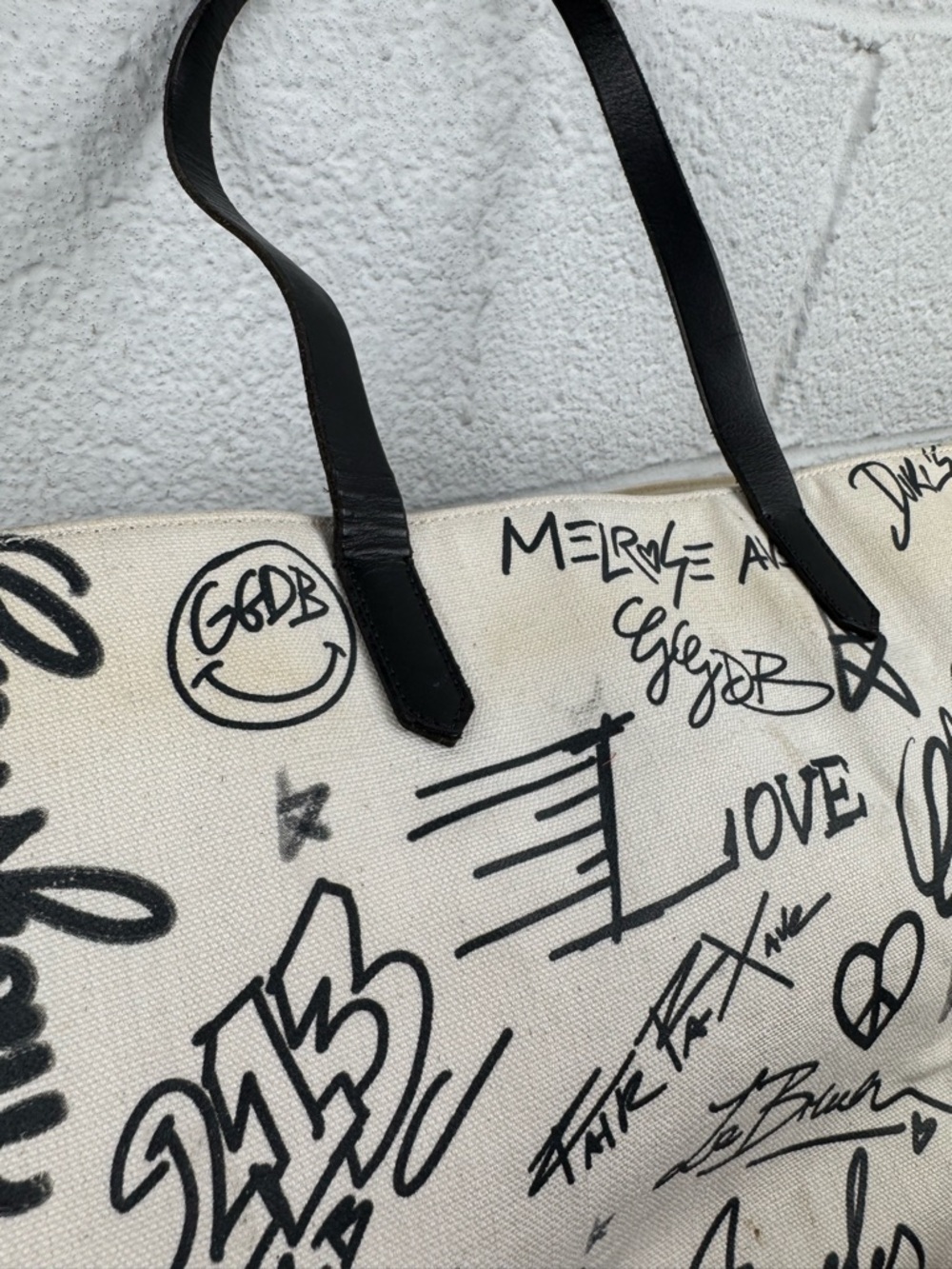 Golden Goose Natural Kuroki Graffiti Canvas Tote Bag Made in Italy - Picture 3 of 16